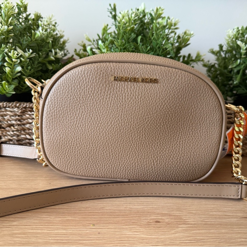 NWT- Michael Kors Tan Gold Crossbody Bag with Chain Strap